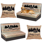 BBSET dinette cushion cover set in brown woodgrain for RV cushions.
