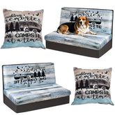 BBSET RV dinette cushion cover in blue wooden pattern refreshes camper seating and protects cushions