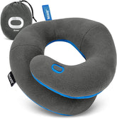BCOZZY Kids Travel Neck Pillow gray back view supports comfortable neck alignment on long trips.