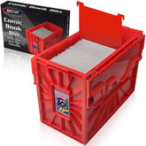 BCW short comic bin assembled stack showing space-saving storage for 150 comics.