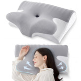 BDEUS ergonomic cervical pillow front view shows dual-sided design for personalized comfort