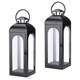Bdor 2-Pack Luxury Black Metal Lanterns on a front porch create warm outdoor ambiance.