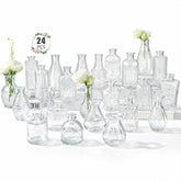 BEAHOT 24-pack bud vases with varied shapes for elegant centerpieces