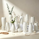 BEAHOT ceramic bud vases front view with matte white finish for minimalist centerpieces.