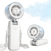 Bearwind Misting Fan portable white, front view, ready for outdoor cooling on the move.