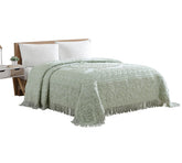 Beatrice Home Fashions medallion chenille bedspread close-up highlighting soft cotton texture.