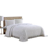 Beatrice Home Fashions medallion chenille bedspread king white full-cover display for refined bedroom.