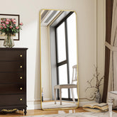 BEAUTYPEAK Gold full-length mirror front view for full-body dressing reflections.