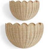 BEBE BASK Original Lola large scalloped wall basket in natural rattan for stylish wall storage.