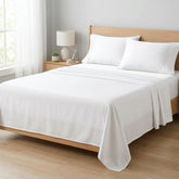 Beckham Hotel Collection king-size sheets show a satin-like sateen finish for a luxurious sleep surface.