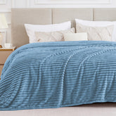 BEDELITE blanket striped closeup showing plush warmth and style