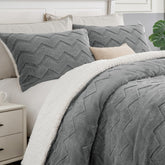 BEDELITE Fluffy Queen Comforter with embossed W-pattern design for cozy decor
