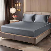 BEDELITE satin fitted sheet queen dark grey offers silky comfort for restful nights.