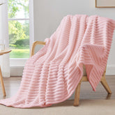 BEDELITE throw blanket soft-fleece-pink adds cozy warmth to the couch