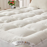 BEDLORE queen topper pillow-top comfort closeup adds plush support.