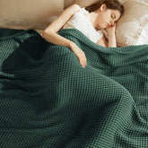 Bedsure 100percent cotton queen blanket folded, soft touch and breathable for daily use.