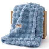 Bedsure 3D Fleece Bubble texture close-up highlights plush softness for cozy lounging.
