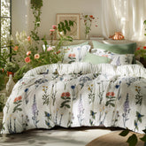 Bedsure botanical comforter close-up shows vibrant print and premium microfiber.