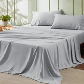 Bedsure California King flat sheet showing smooth microfiber and cooling comfort.