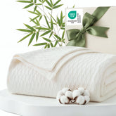 Bedsure cooling blanket with diamond waffle texture provides breathable warmth.