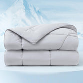 Bedsure cooling comforter king size on bed demonstrates cooling performance for hot sleepers.