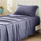 Bedsure twin flat sheet in cooling bamboo rayon for breathable all-night comfort.