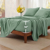Bedsure deep-pocket king sheet set flat sheet shows soft, cotton-like comfort.