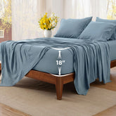 Bedsure deep-pocket queen sheets texture close-up highlighting soft, cotton-like feel