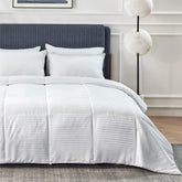 Bedsure duvet insert oversized king with stripe pattern in white for a stylish, refreshing bed