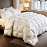 Bedsure king-size feather down comforter with corner tabs for secure duvet cover attachment