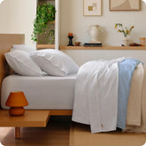 Bedsure flat sheet in washed cotton-percale for breathable comfort.