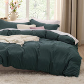 Bedsure forest-green duvet cover king fits 104x90 with soft, breathable fabric.