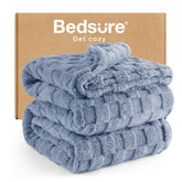 Bedsure GentleSoft Ashley Blue blanket folded for cozy warmth.