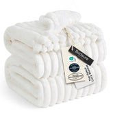 Bedsure Gentlesoft blanket closeup stripe texture for plush warmth and year-round comfort.