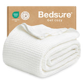 Bedsure Gentlesoft blanket closeup weave shows soft cotton texture for coziness