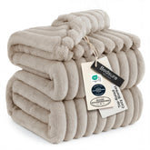 Bedsure GentleSoft blanket with striped texture for cozy California King bed.