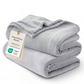 Bedsure GentleSoft fleece blanket folded in light grey for quick warmth and gifting.