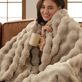 Bedsure GentleSoft fluffy beige blanket front-angle showing cloud-like softness for cozy nights
