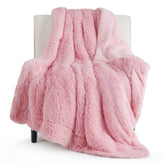 Bedsure GentleSoft fluffy pink throw with shaggy plush side for cozy evenings