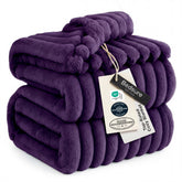 Bedsure GentleSoft purple fleece blanket with stripe pattern for cozy living room ambiance