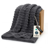 Bedsure grey fleece throw on couch offers soft warmth for cozy lounging.