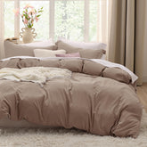 Bedsure khaki duvet cover king 104x90 with zipper closure for easy bed-making