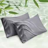 Bedsure king pillowcase set in cream demonstrates cooling bamboo rayon fabric for a cooler sleep.