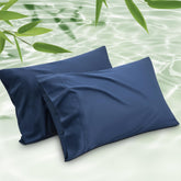 Bedsure king navy pillowcase closeup shows silky texture and cooling feel.