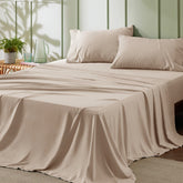 Bedsure king sheets set flat sheet closeup showing buttery softness and smooth weave for comfort