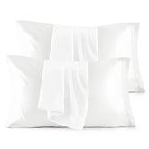 Bedsure king-size satin pillowcase set white on bed for smooth sleep and hair protection