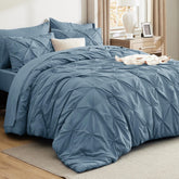 Bedsure mineral blue king comforter set spread on bed for cozy look
