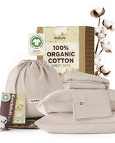Bedsure organic cotton queen fitted sheet showing secure 17-pocket fit