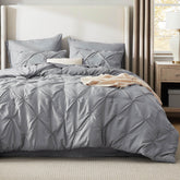 Bedsure oversized queen grey comforter set with pinch-pleat detail