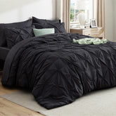 Bedsure queen comforter set Black in packaging, ready to outfit a bed.